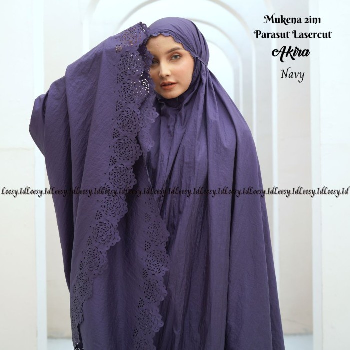 Leesy.id-Mukena 2in1 Lasercut Parasut Akira - NAVY