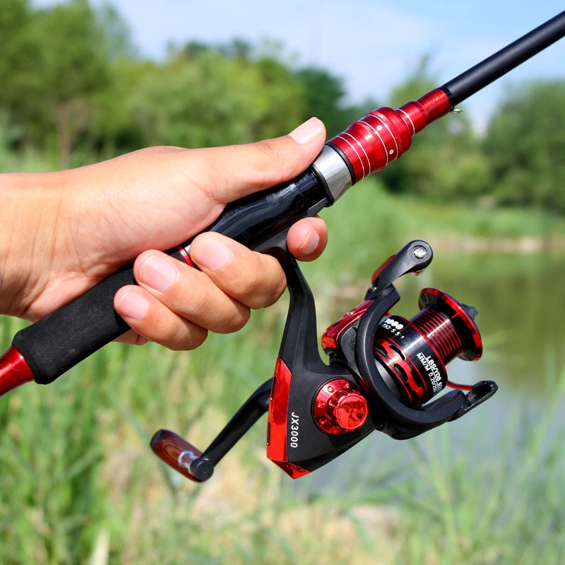 Max drag 15kg Joran pancing Set 1.65M Spinning Fishing Rod with 5.2:1 Reel Combo for Bass with lure Hook Fishing Tackle Setelan pancing