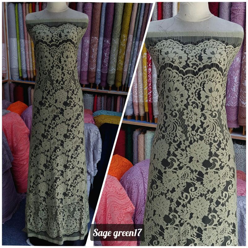 Bakal Kain Kebaya Brokat Semi Prancis Katun, Kain Brokat Semi Francis,Bakal kain brokat semi francis