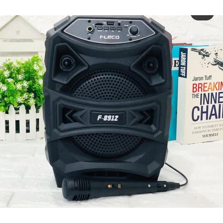 Speaker Bluetooth 8' Inchi Fleco F-8911 / F-8912 Bonus Mic karaoke Super Bass