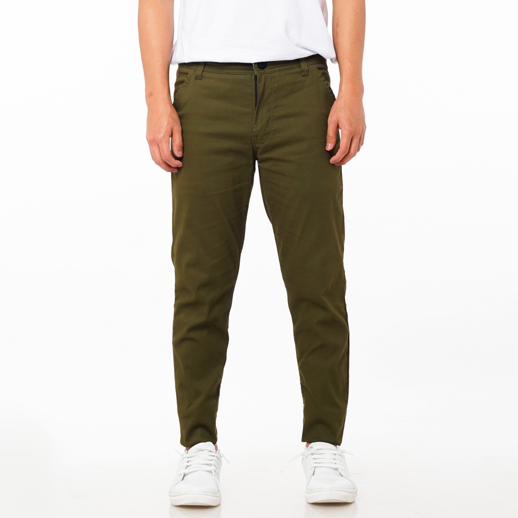 SANVANINA Celana Chino Panjang Pria Slim Fit Army Green | Celana Panjang Pria Kantor Premium Slimfit | H-077 Tailor Chino Army Green