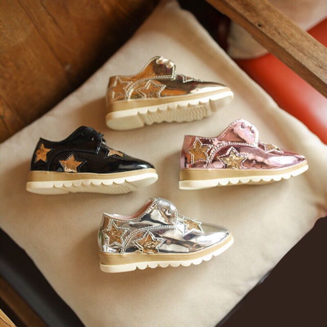 STAR SHOES / SILVER  GOLD PINK HITAM / SEPATU ANAK PEREMPUAN IMPORT / BLING / MURAH