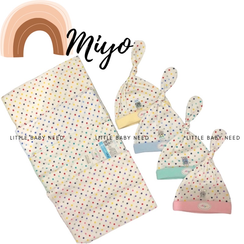 PROMO 9.9  BEDONG BAYI JUMBO 90 x 100 MIYO POLKADOT TOPI MIYO BEDONG KAIN BEDONG BAYI