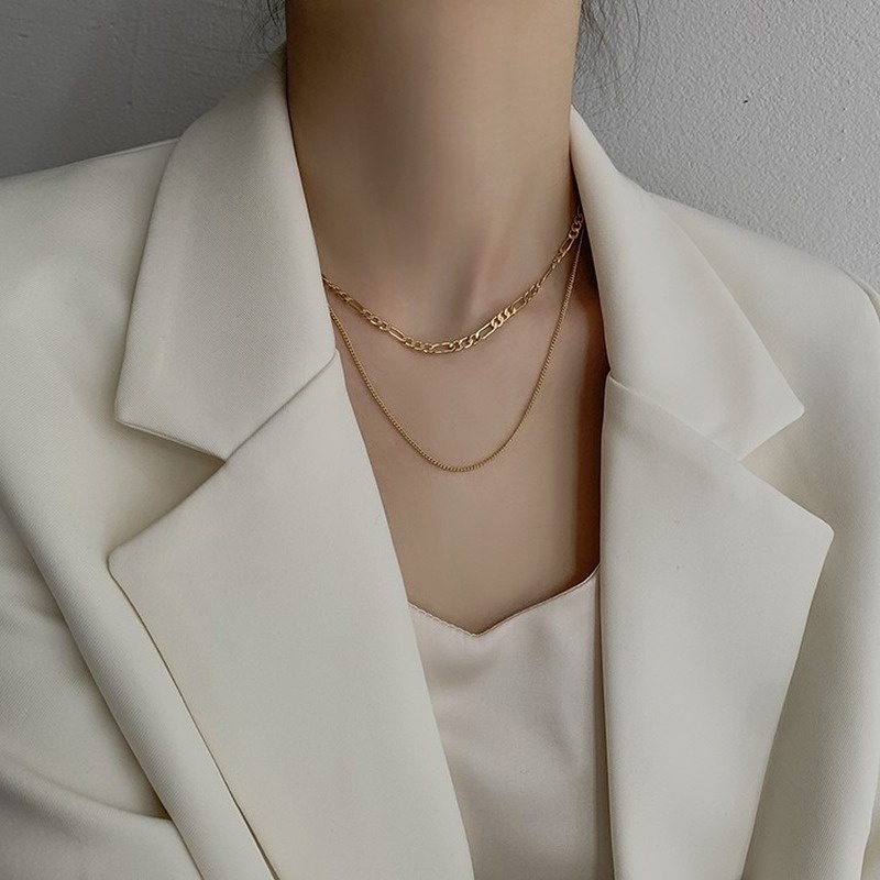 Temperament double layer niche light luxury simple stacking clavicle chain