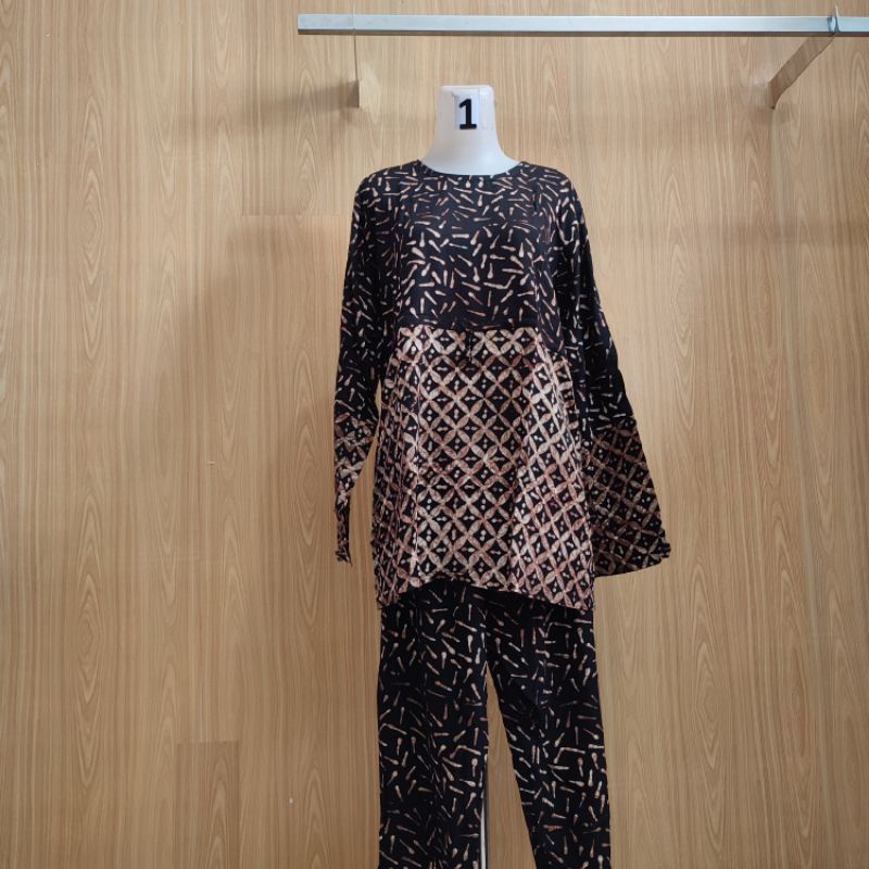 BATIK HUZA model BM Sonara, setelan panjang, setcel cantik kekinian, Setcel batik premium pekalongan