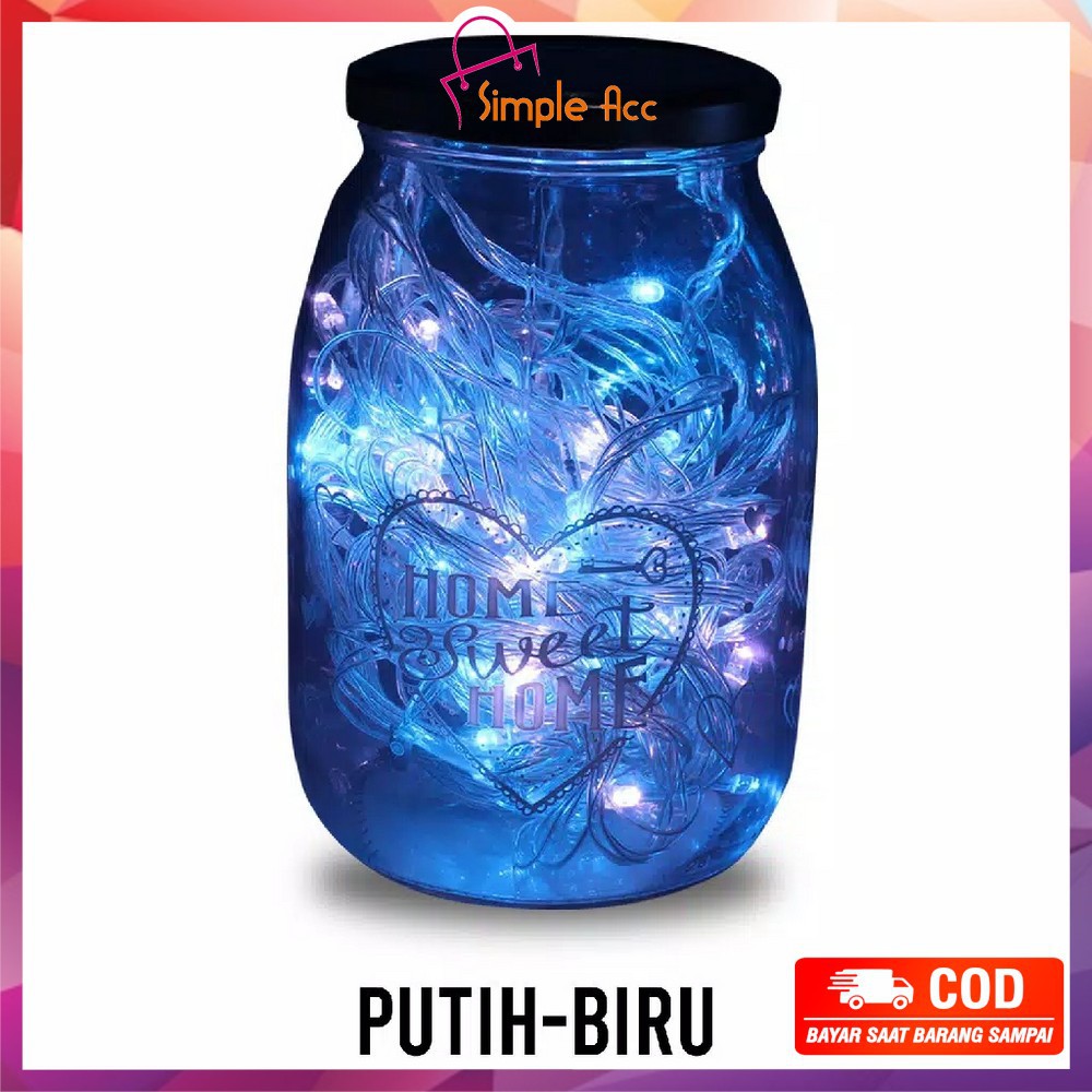 *COD* DO-C17 C199 Lampu Tumblr Light Led 10 Mtr OPP 100 LED 50 LED Lampu Hias Dekorasi Kamar Hiasan-Putih Biru