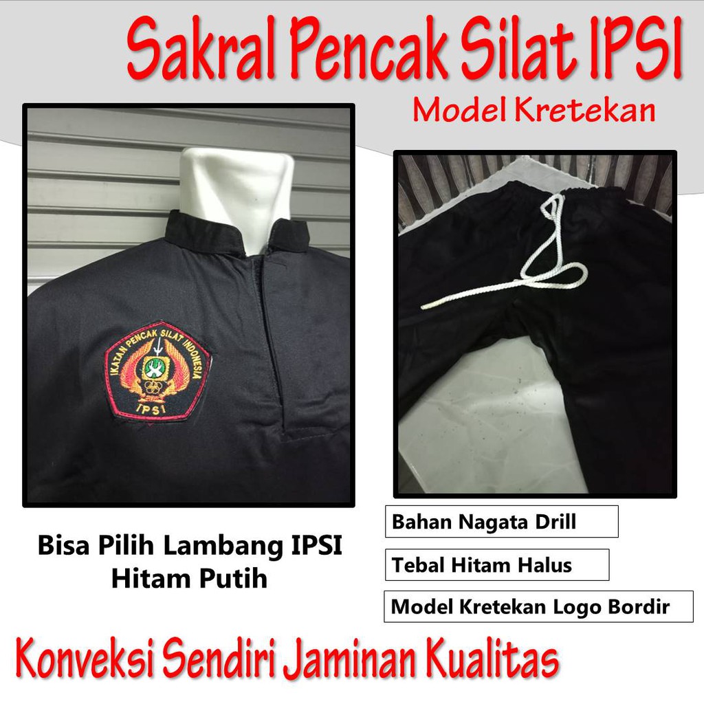 Jual Baju Silat Dewasa Sakral Silat IPSI (1 STELL ) Model Kretekan Kain