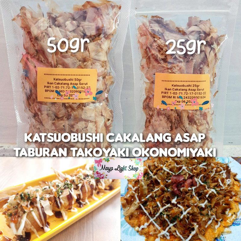 Katsuobushi takoyaki cakalang asap 50gr serutan ikan cakalang bonito serut tipis taburan takoyaki okonomiyaki halal jepang murah fish flake dashi