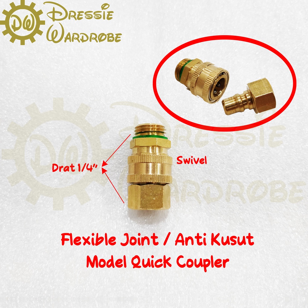 Anti Kusut Selang Kompresor Angin Air Drat 1/4" Swivel Quick Coupler