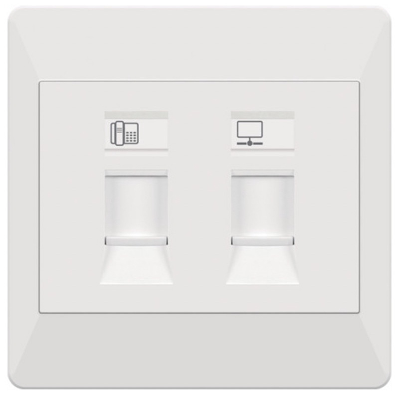 Faceplate Outlet Telephone & Data 2 Gang Boss / Outlet Tlp & Data Cat 6