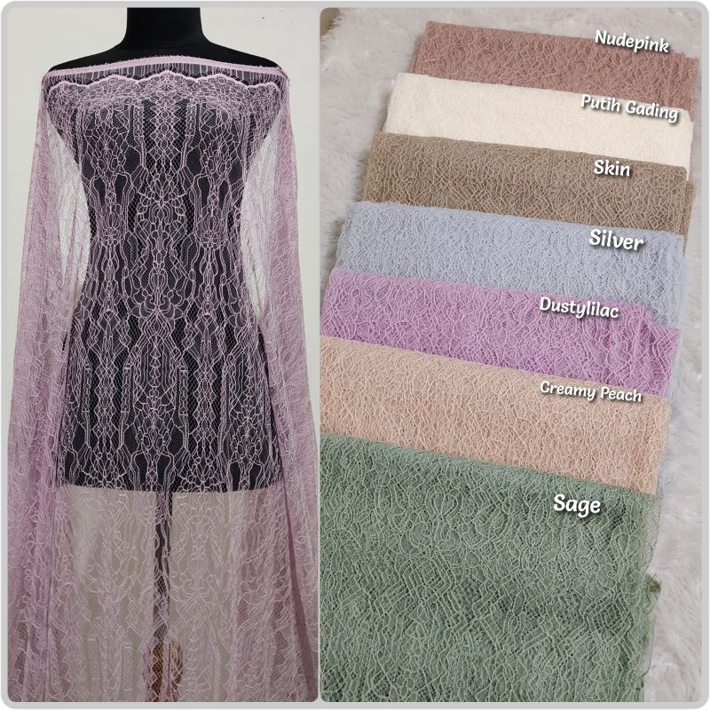 Brokat Chantilly Devina , Chantilly Lace, Bahan Kebaya