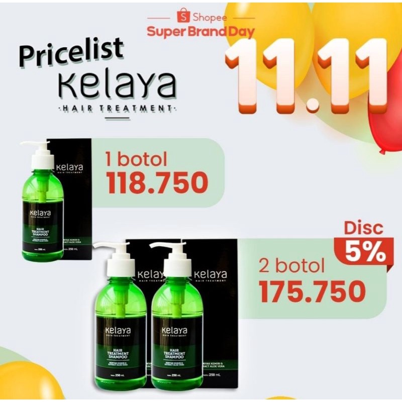 ORIGINAL Kelaya Hair Treatment Shampoo Shampo Botak Rontok Penumbuh Rambut (BELI 2 FREE 1)