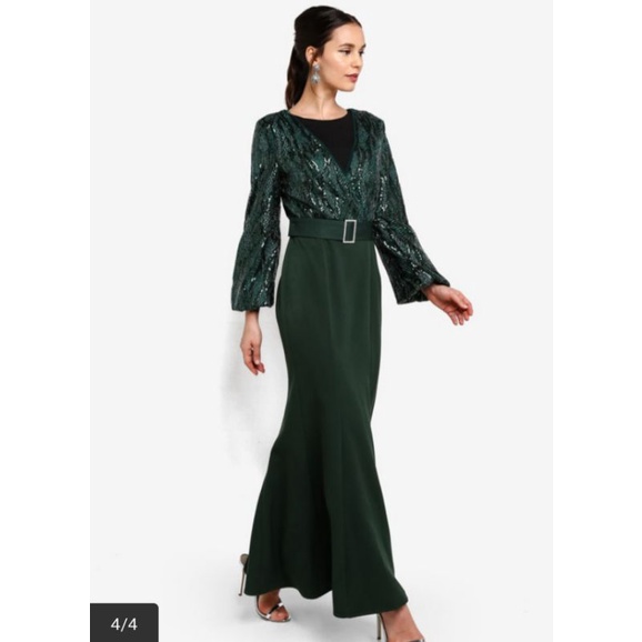 ZALIA OverLay Sequin Dress Green