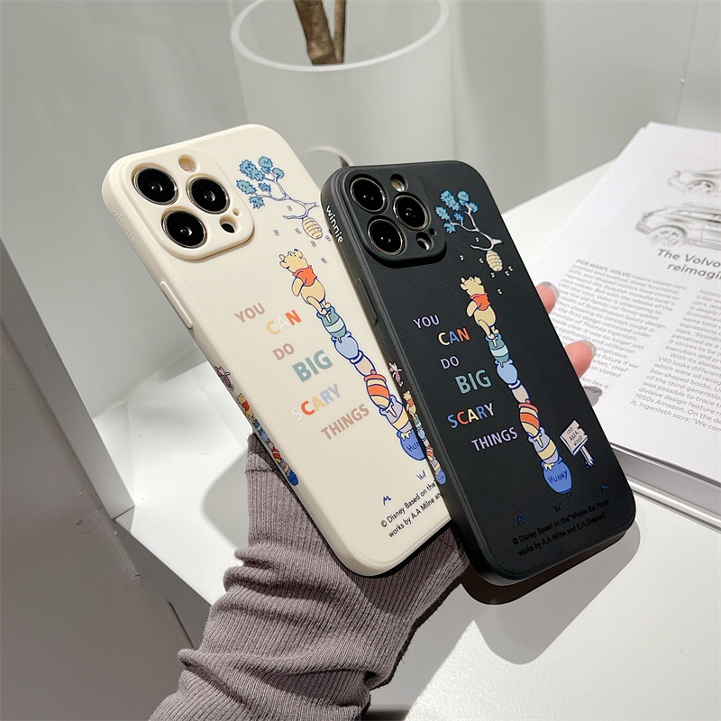 Fun and cute honey winnie the pooh case iphone 11 pro max 13 pro max 12 pro max Xs max XR 7/8 plus se2020 side pattern square soft case