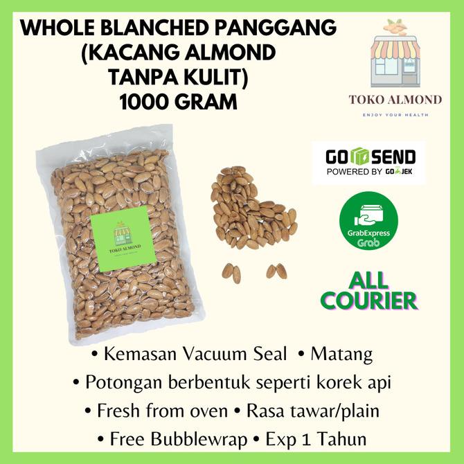 

Kacang Almond Whole Blanched Panggang (Tanpa Kulit) 1kg