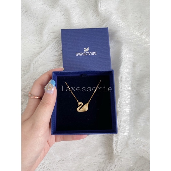 Swarovski Swan Necklace Gold - kalung wanita