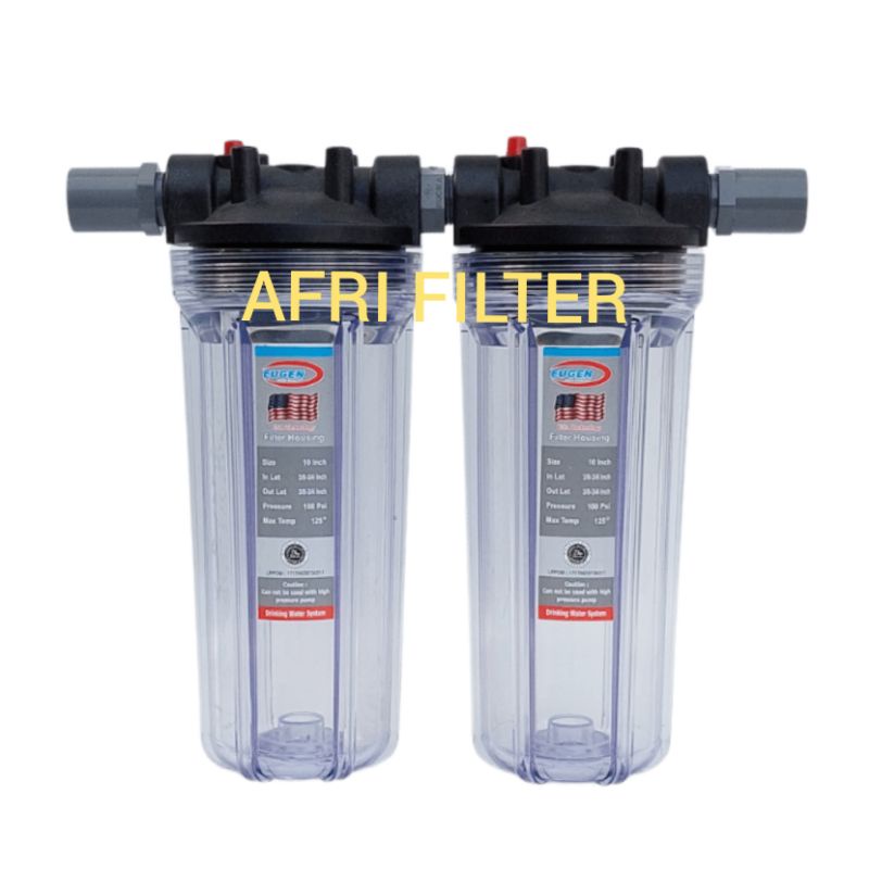 Paket EKO 2 Saringan/ Filter Air Zat Kapur siap Pakai ( Clear 10 drat 3/4&quot; SR)