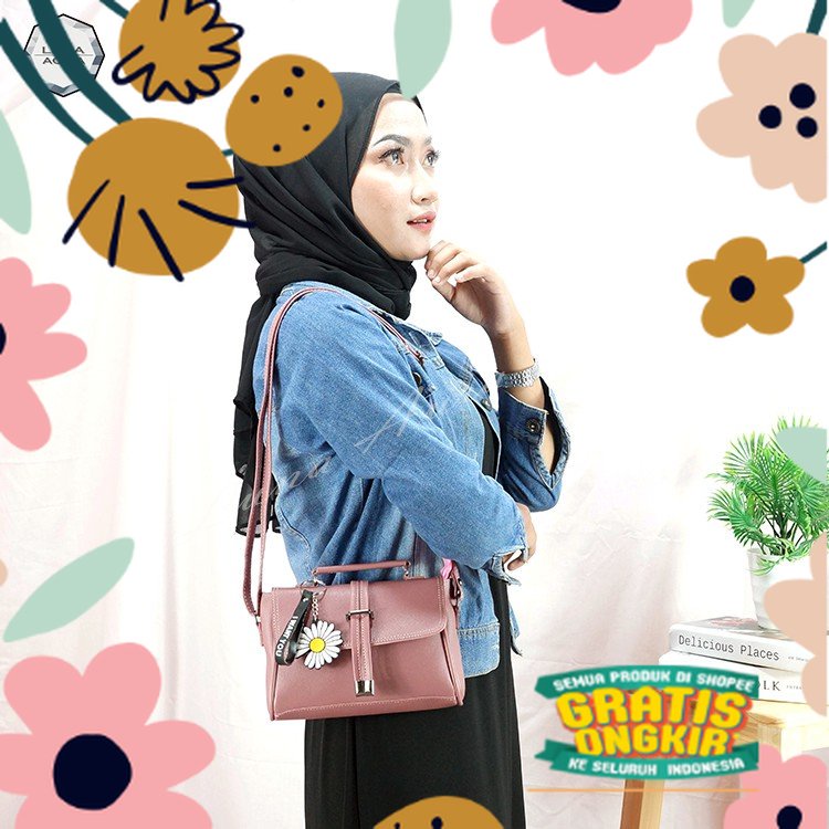 Merah Red fanta baby pink peach maron marun pelangi / Luna Aura Tas Selempang wanita Minixo Serut SL
