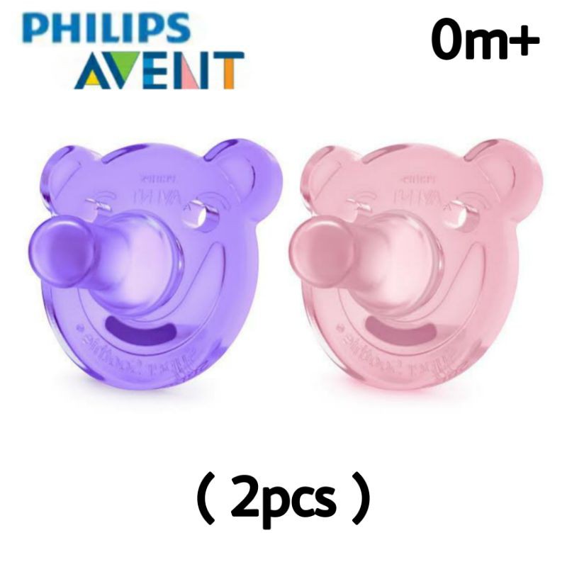 Original Philips Avent Soothie Bear Shape Pacifier 0-3m Pink-Ungu