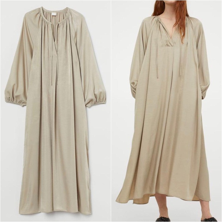 MAXI DRESS KOREA - KEYNES MAXI MUSLIM LENGAN KARET LINEN OVERSIZE - DRESS SIMPLE CASUAL '