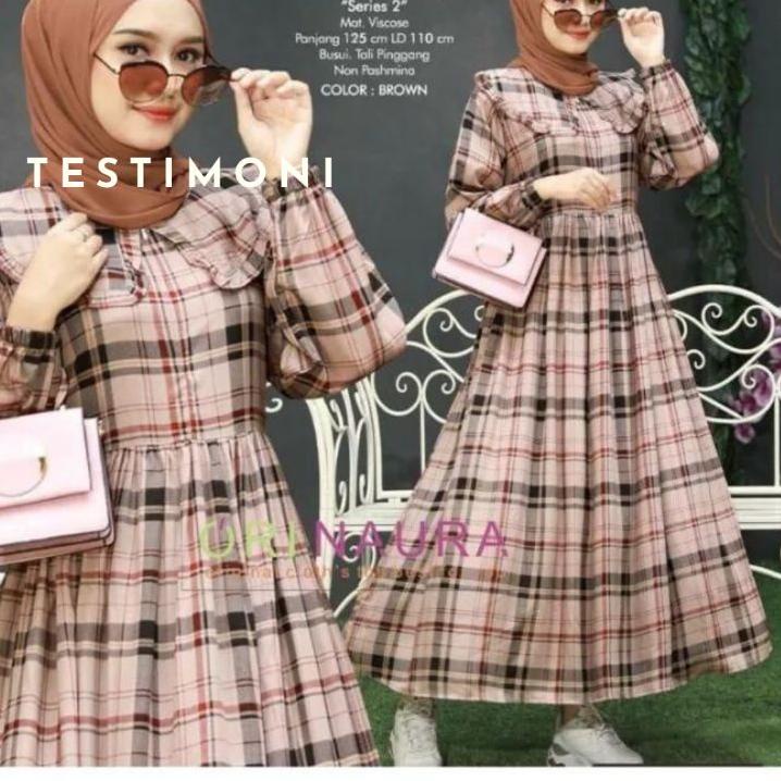 Terbagus.. MIDI DRESS RAYON VISCOSE MOTIF BRUBERY CREAM BUSUI - TUNIK MIDI DRESS WANITA JUMBO MOTIF 