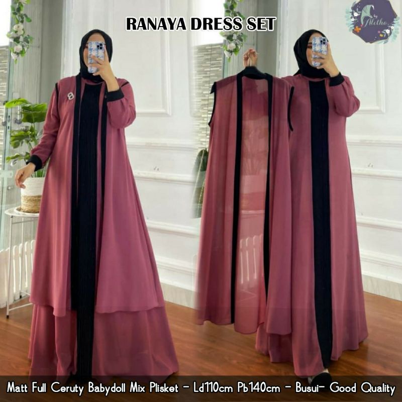 GAMIS PESTA MEWAH SET OUTER ELEGAN / R FASHION / MODEL SPASSY / MODEL UWAIS / ROSELANI BRUKAT MAXY /