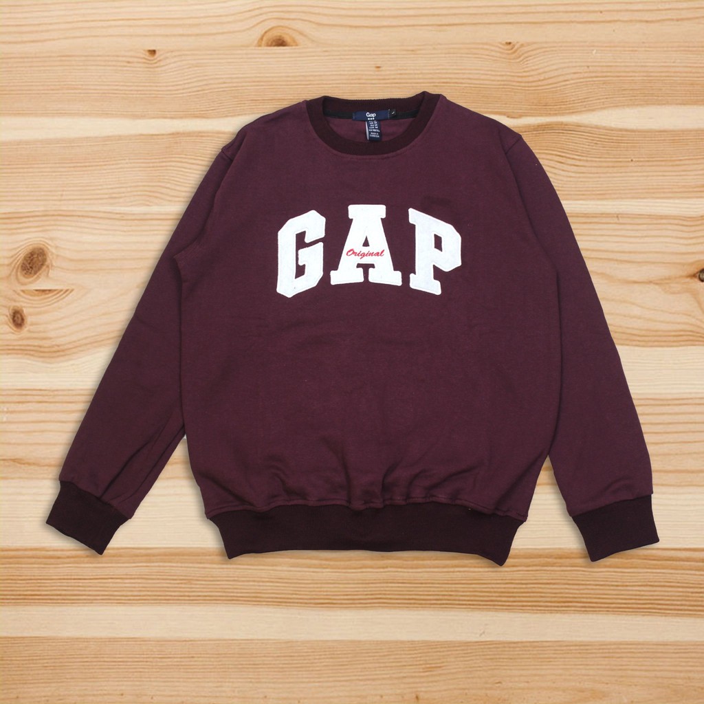 CREWNECK SWEATER GAP ARCH LOGO NAVY LOGO BORDIR BROWN