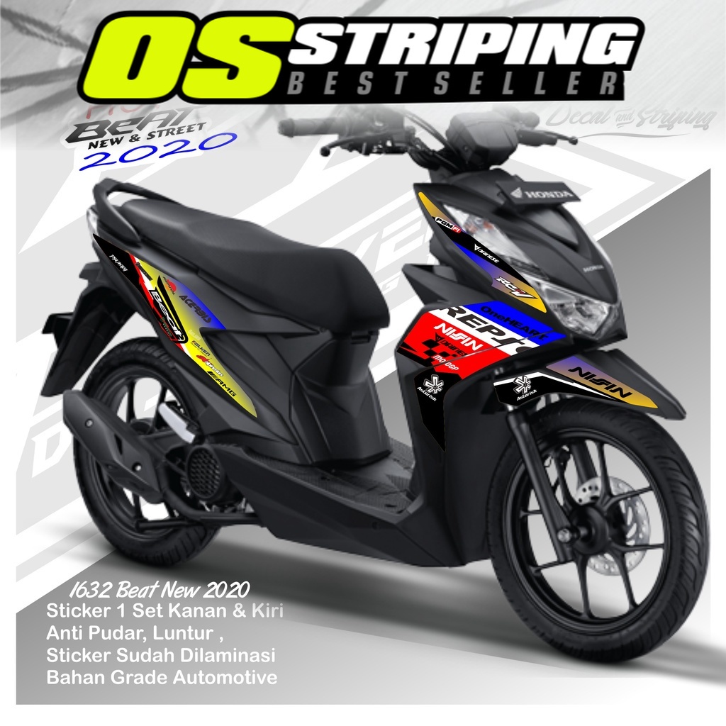 1632 Sticker Striping Motor BEAT FI NEW TAHUN 2020-2021 List Variasi Repsol Keren