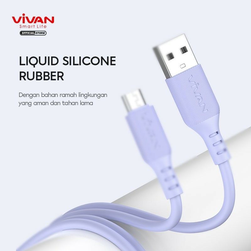 Kabel Data Vivan VSM100 Micro USB 2.4A 1M Silicone Quick Charge