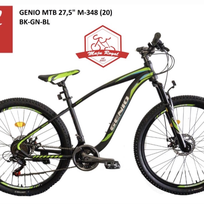 SEPEDA GUNUNG MTB GENIO M-348 27,5 inch M348 M 348 SHIMANO 8 SPEED NEW - BLACK-GREEN