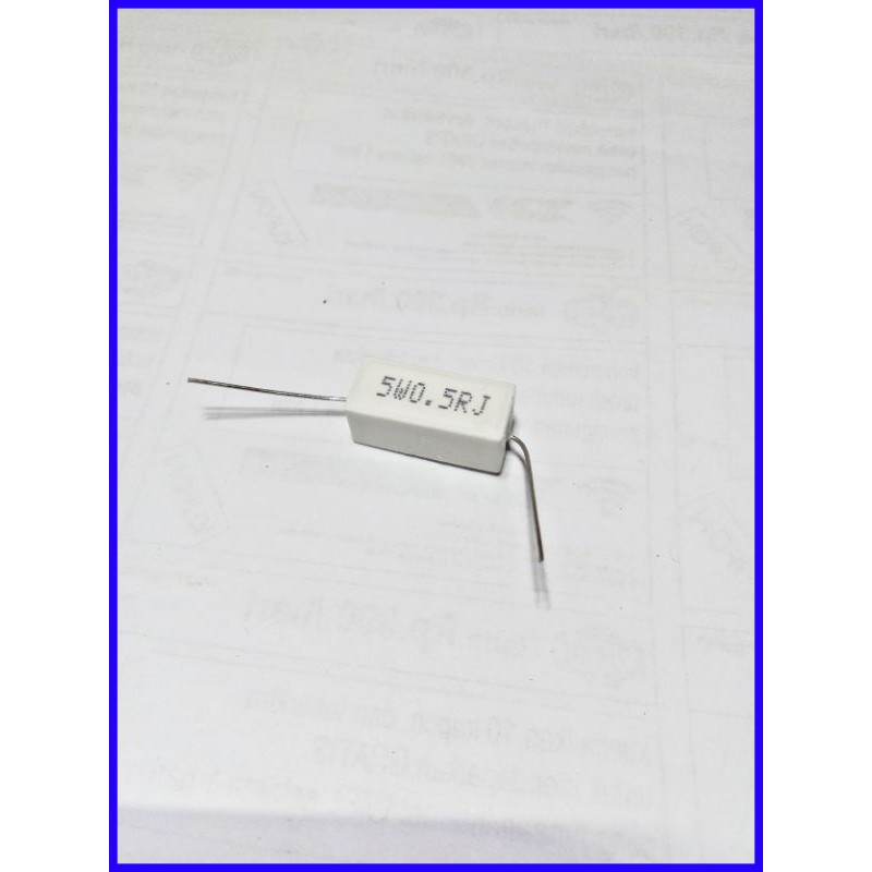 

Resistor kapur 5Watt, 0.5R / 0.5 Ohm.