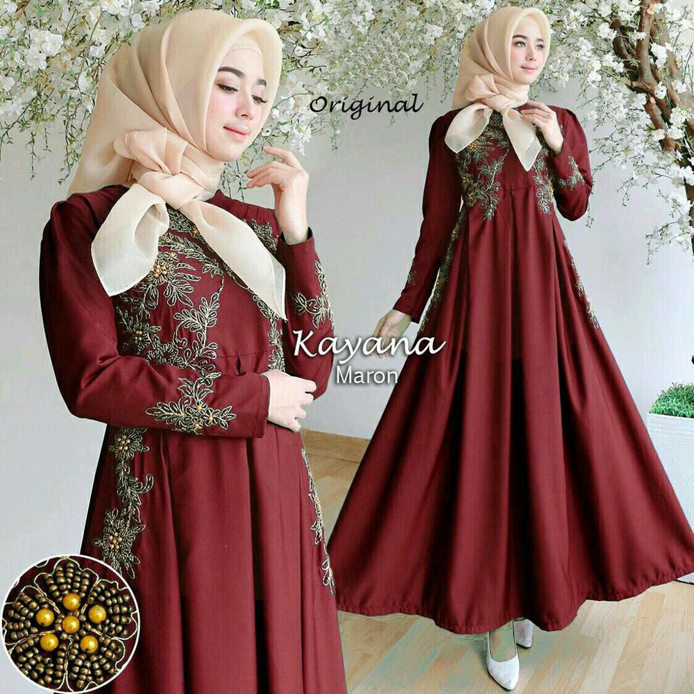 Gamis Pesta Kayana Original Dress Wanita Muslimah Gaun Dress Syari Baju Dress Pesta Wanita