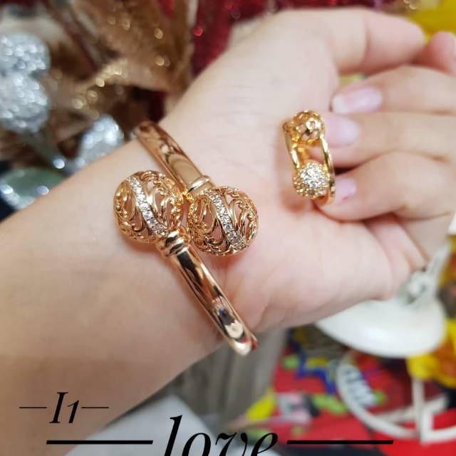 Xuping gelang dan cincin lapis emas 24k 1108j