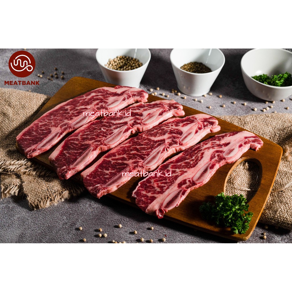 

MEATBANK US Prime Galbi Bone In Short Ribs / Karubi Daging Sapi US Angus Beef Korean BBQ Grill Wagyu