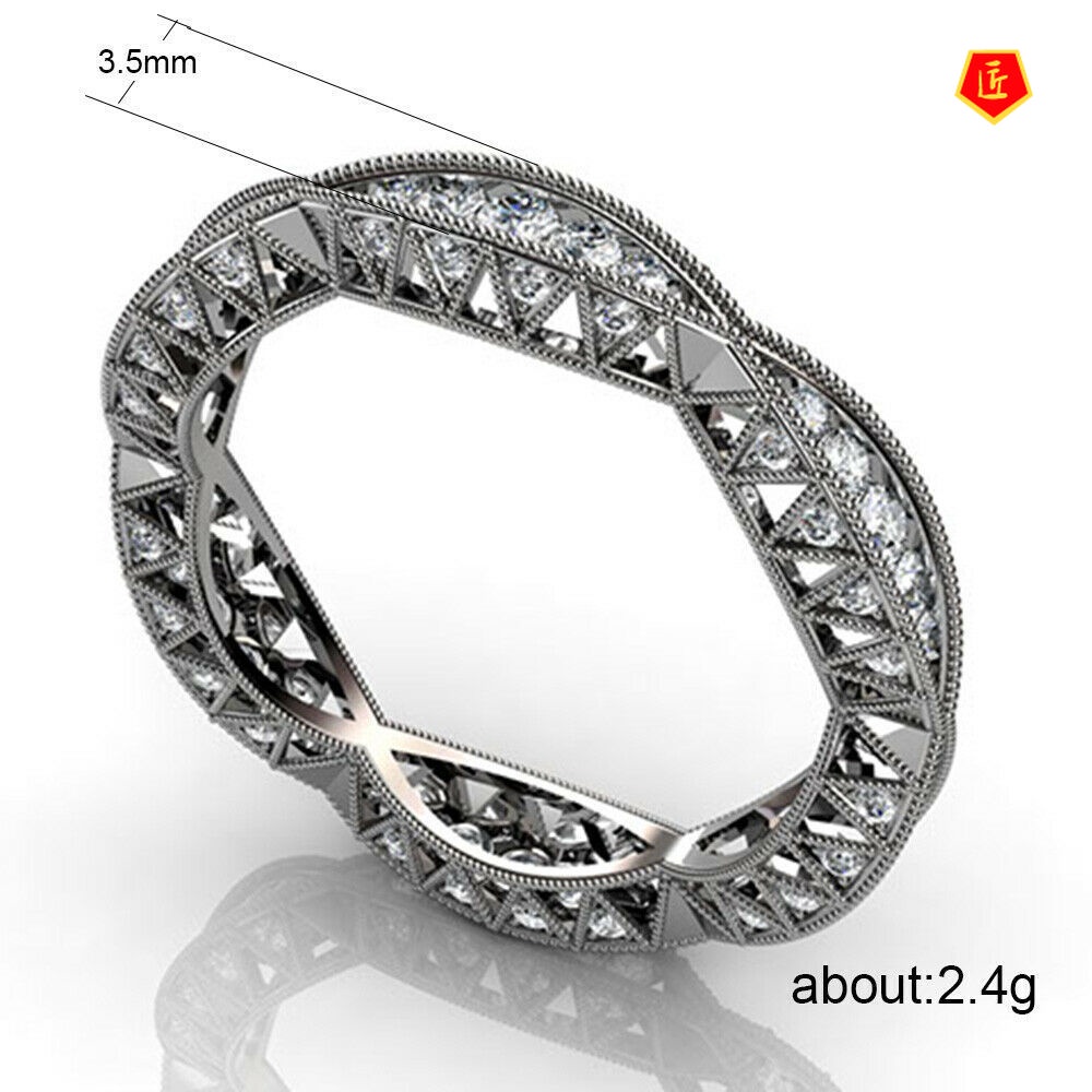 [Ready Stock]Women's Fashion S925 Silver round Hollow Full Diamond Ring