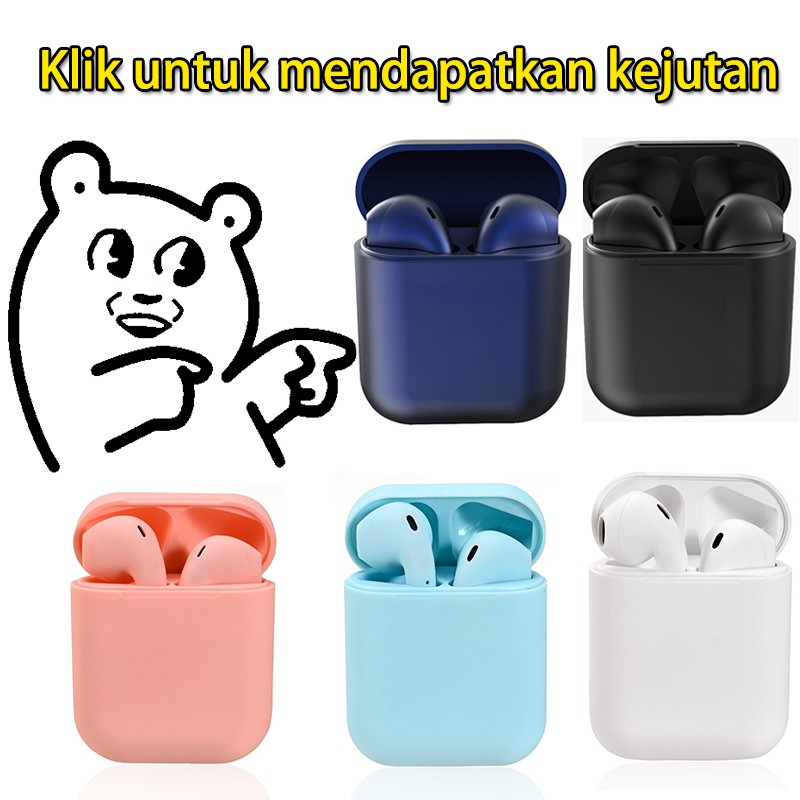 Headset Bluetooth inpods  i12 TWS Wireless Earphone  Bluetooth Earbuds Matte Macaron Android IOS-0