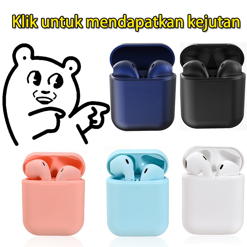 Headset Bluetooth inpods  i12 TWS Wireless Earphone  Bluetooth Earbuds Matte Macaron Android IOS