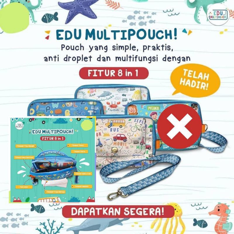 CLEARANCE SALE Dompet Pouch Keluarga Anak Laki Laki dan Perempuan Edu Multipouch Multi Fungsi Tempat HP Kartu Tisu Anti Droplet Tali Leher Premium Diskon Murah