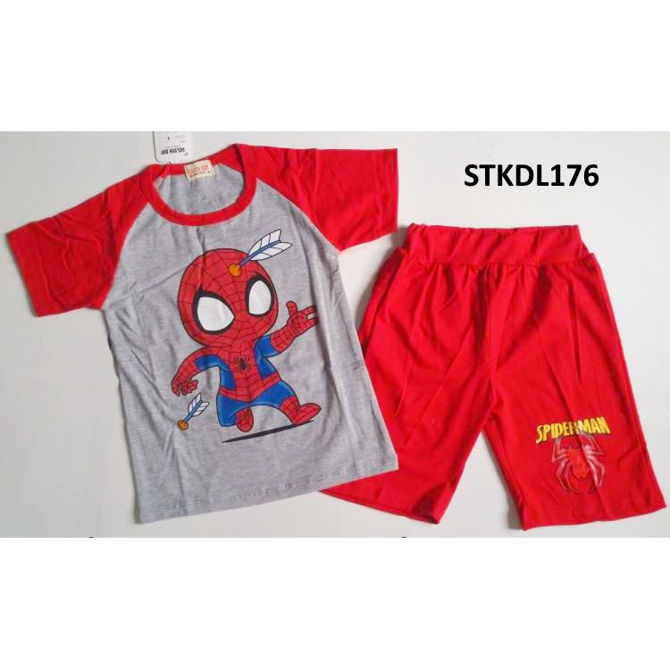 Baju Anak Cowok Setelan Anak Laki Spiderman Arrow Red Misty - STKDL176