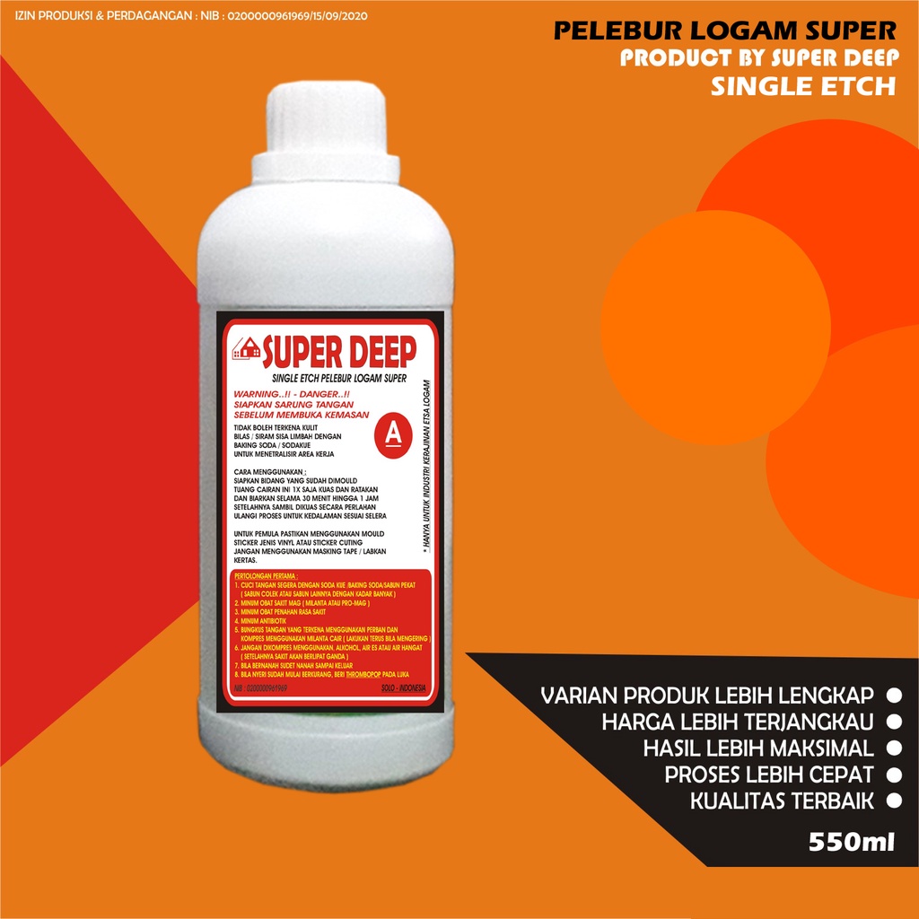 PELEBUR LOGAM SUPER, SUPER DEEP SINGLE ETCH, ETSA LOGAM, 550ml