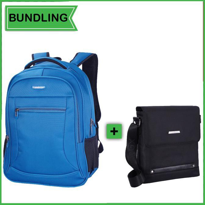 Luminox Tas Ransel Laptop - Tas Pria 7725 + Tas Selempang GGHH - Biru