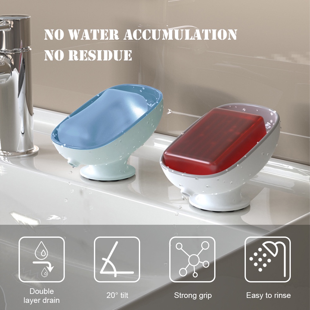 1 Pc Kotak Holder Sabun Spons Lapisan Ganda Portabel Untuk Dapur / Kamar Mandi