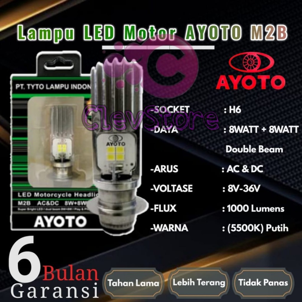 LAMPU LED motor AYOTO M2B H6 AC &amp; DC motor matic / bebek