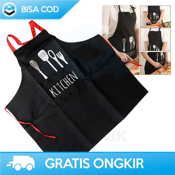 CELEMEK MASAK DAPUR KANTONG PENYIMPANAN PRIA WANITA APRON KITCHEN 4115