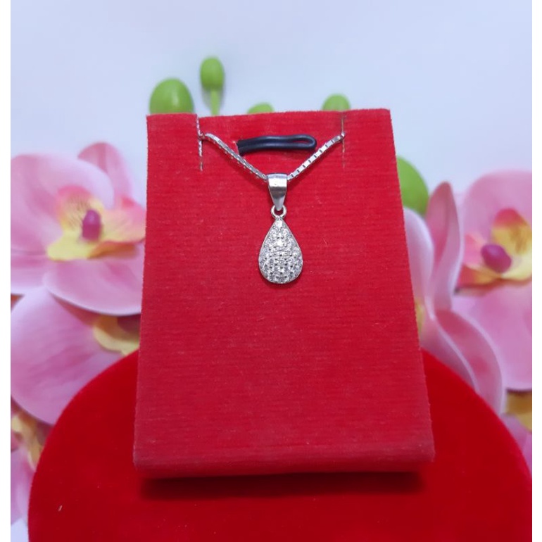Liontin tetes air  perak silver 925.liontin full zircon