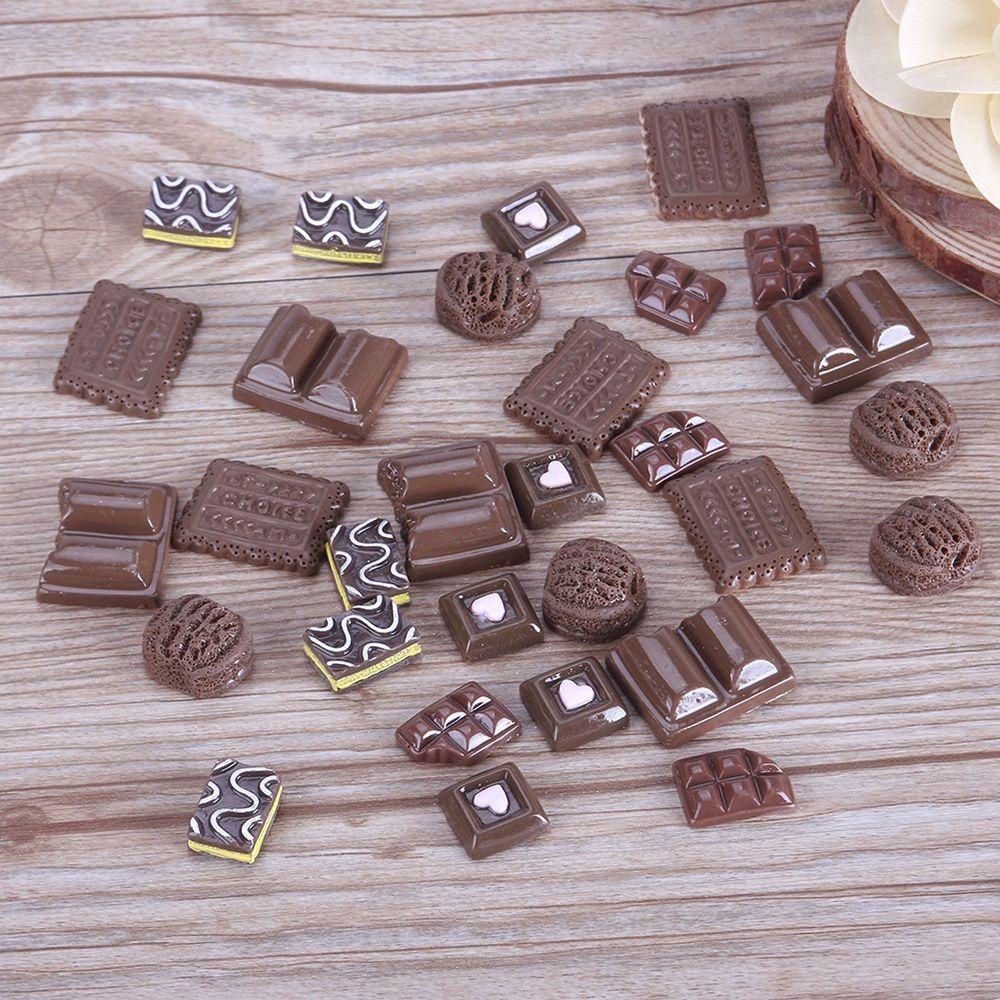 [Elegan] Coklat Flatback Resin Sweet Candy Parts Art Charm Model 10*25mm Dekorasi Miniatur