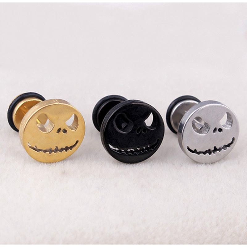 SeuSuk Skull Earrings 10mm Halloween Nightmare Silver Gold Black Earring Jewelry