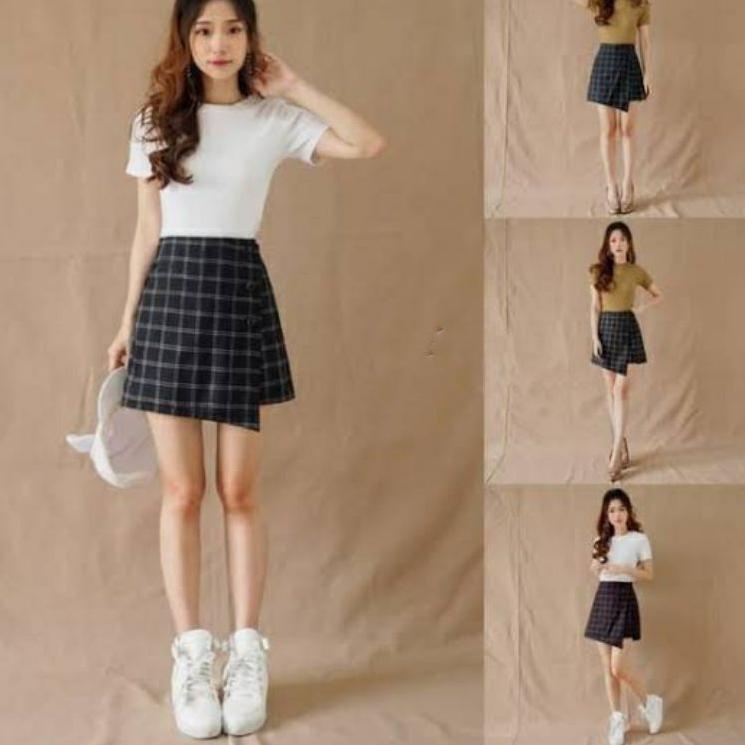 Top Produk.. korean mini skirt/Rok mini tartan/Hot pants/Rok mini/mini skirt korea/rok celana kotak 