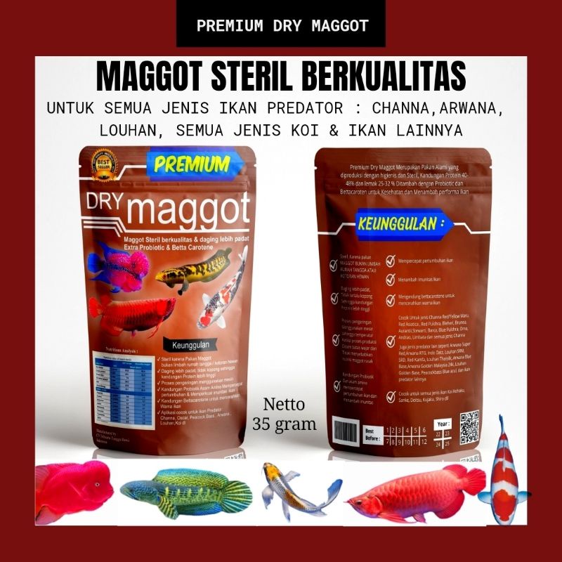 PREMIUM DRY MAGGOT,  Magot Kering Steril plus Probiotic &amp; BettaCarotene