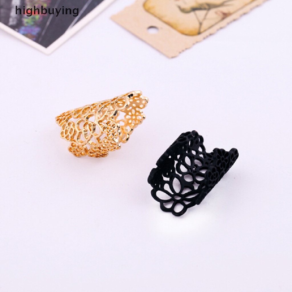 Hbid Perhiasan Cincin Jari Wanita Model Bunga Hollow Chic Bahan Lace